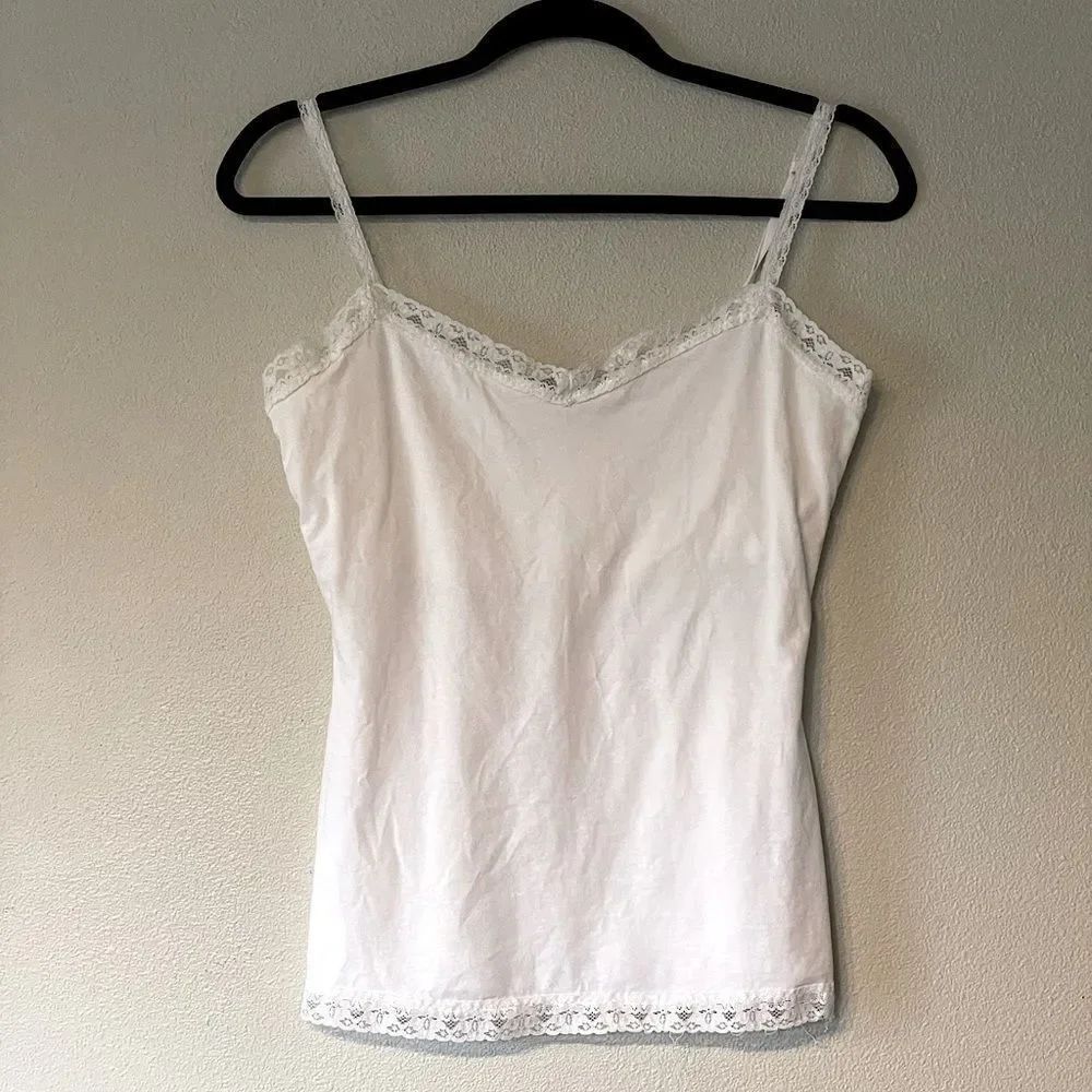 The Limited, White, Lace-Detail Tank. Size Medium.